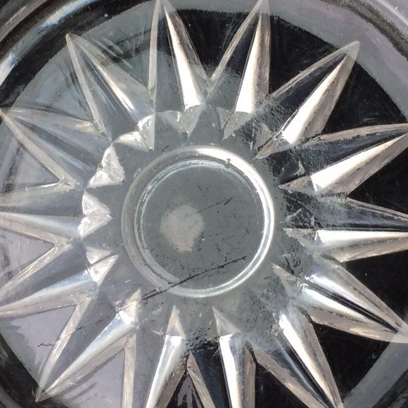 Vintage Cut Glass Bowl Clear Small Candy Nuts Relish Trinket Dish Starburst Etch - Picture 9 of 12